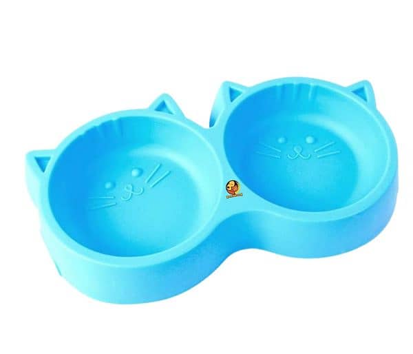 Cat Shaped Double Food Bowl Pet Plastic Food Bowl pack 2 2