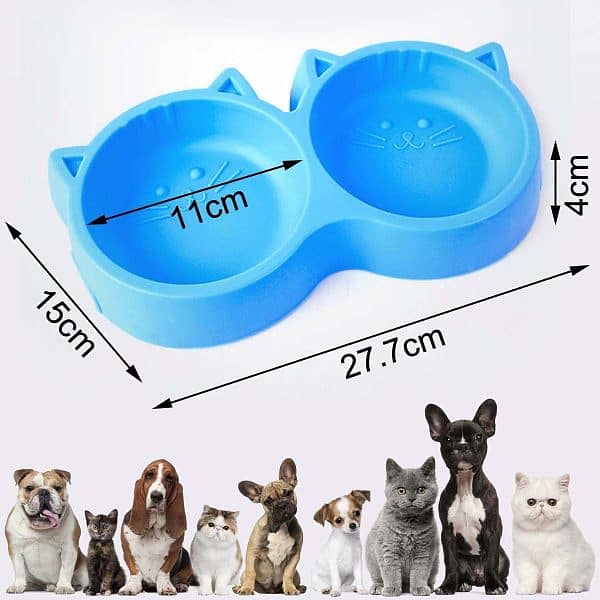 Cat Shaped Double Food Bowl Pet Plastic Food Bowl pack 2 6