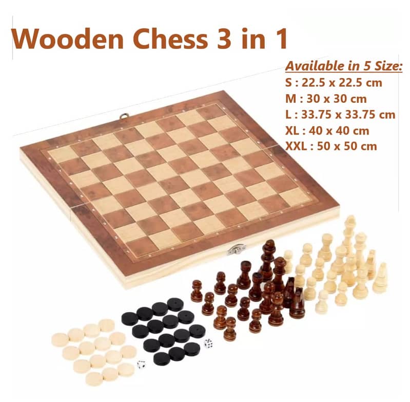 Wooden Chess Small, Medium, Large, Extra Large and Jumbo Size 0