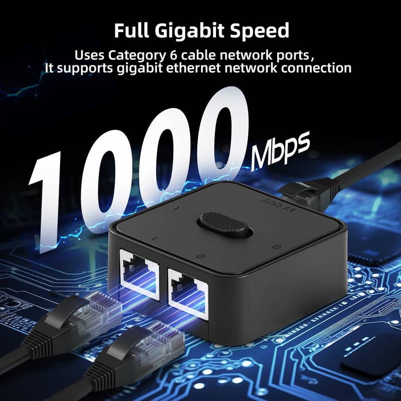 Gigabit Network Switcher, Passive Ethernet Selector,10/100/1000Mbps 0