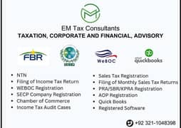 INCOME TAX RETURN FILING,NTN,FILER,GST,COMPANY REGISTRATION,SALE TAX