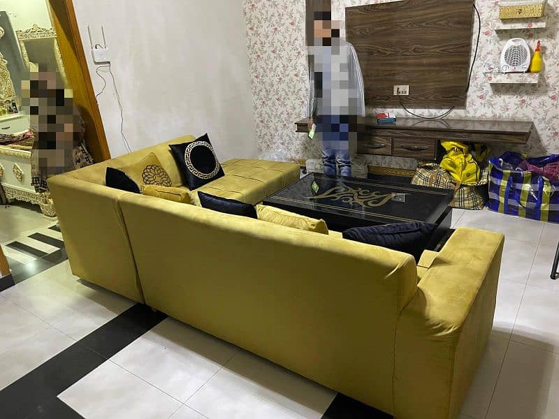 L shaped Sofa set in beautiful Sand Golden color 0