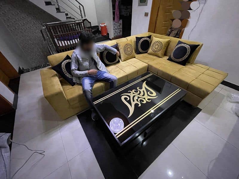 L shaped Sofa set in beautiful Sand Golden color 3