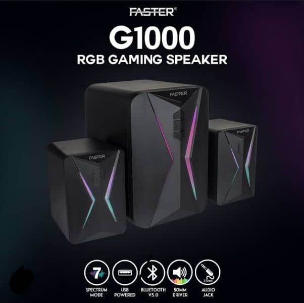 Faster G1000 RGB Gaming Speakers with aux and bluetooth both 2