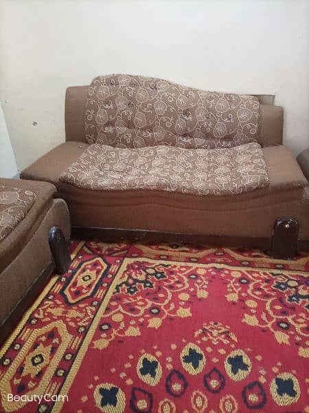 5 seater sofa + 1 dewan ( wood) 2