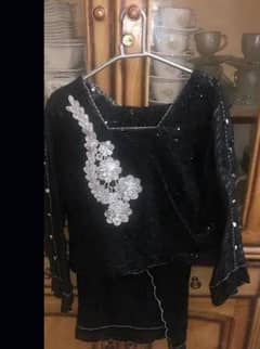 black chiffon sequenced fancy branded saaree 0