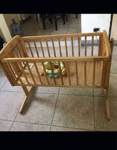 wooden baby cot and swing