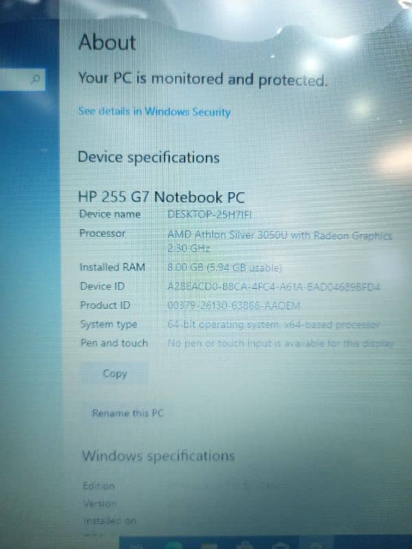 Hp 255 G7 AMD Athlon Silver 3050U Radeon Graphics 2.3GHz, 2