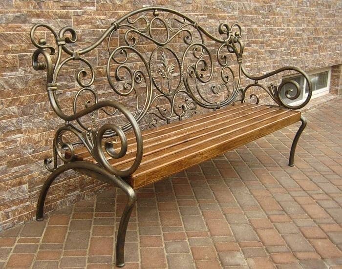 Park Bench PVC & wooden Cast Wrought Iron Patio Metal Waiting Bench 12