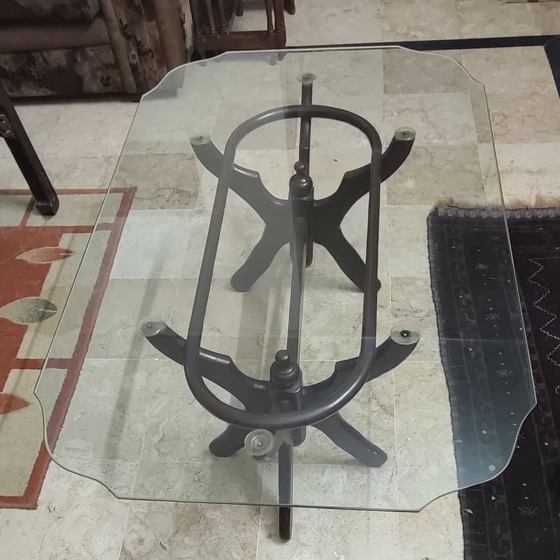 Wooden Centre Table with Glass Top 1