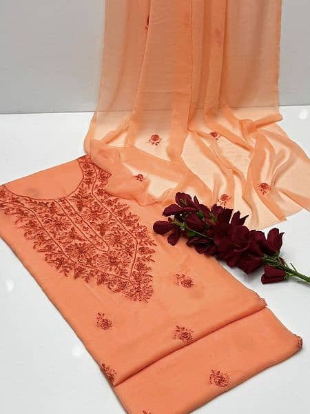 Bamber chiffon  Handmade Kashmiri Mirror Work Shirt &Dupatta 2Pc Dress 3