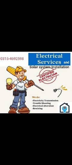 Electricial work, solar installation, rewiring