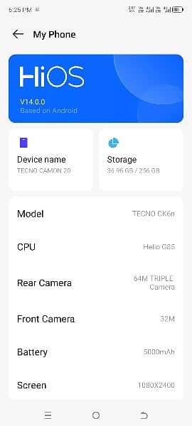 tecno comon 20 8+8 256 GB 5