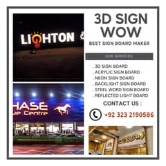 3d sign boards/ acrylic letters/ alucobond panel/Led sign board