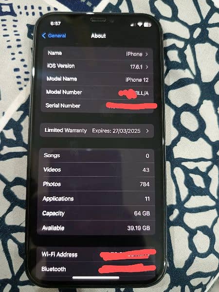 Apple Iphone 12 JV 64GB 100% Battery Health Water Sealed 5