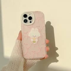 Iphone Back Case - Cute Pink Rabbits Design