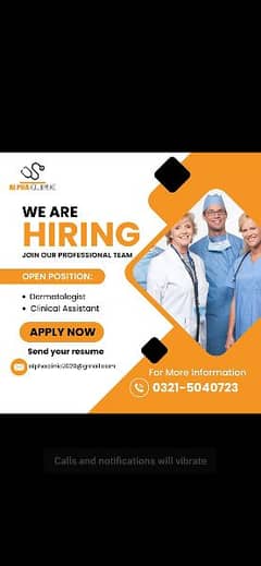 urgent need dermatologist and clinical staff