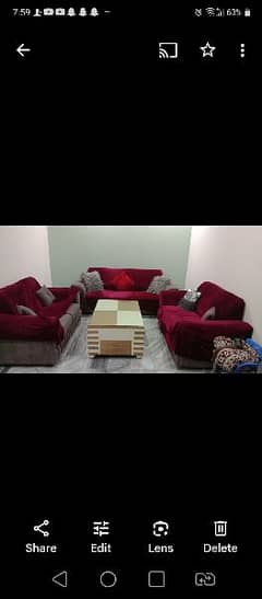 sofA set. 7 seat with table