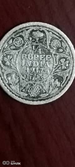 1/4 Rupee indian 1917