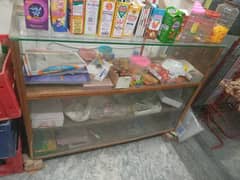 wood and glass counter for sale