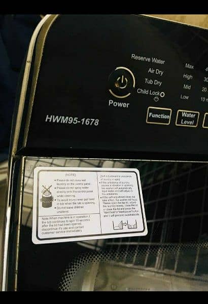 haier washing machine hwm 95-1678 model 9.5 kg read add first 5