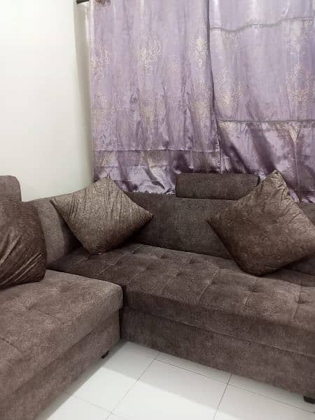 Brown 7-Seater L-Shaped Large Sofa 0