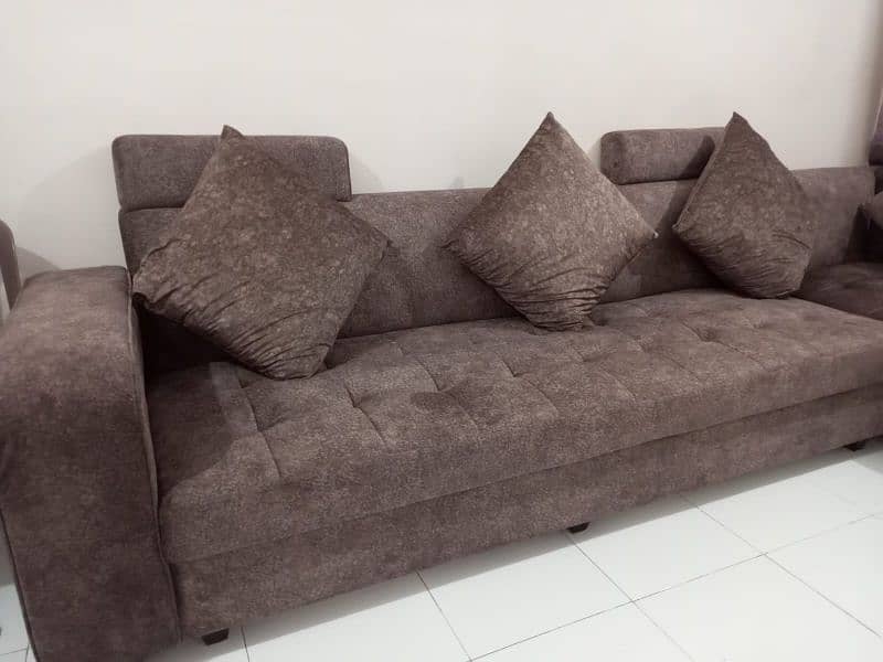 Brown 7-Seater L-Shaped Large Sofa 1