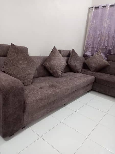 Brown 7-Seater L-Shaped Large Sofa 3