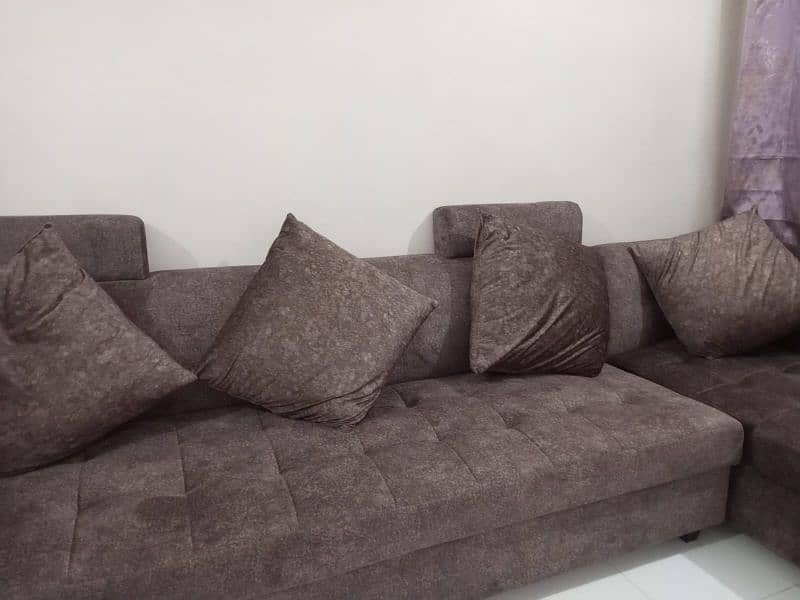 Brown 7-Seater L-Shaped Large Sofa 4