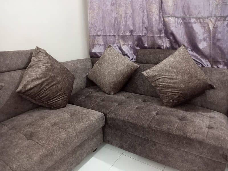 Brown 7-Seater L-Shaped Large Sofa 5