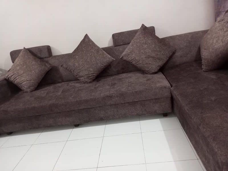 Brown 7-Seater L-Shaped Large Sofa 6