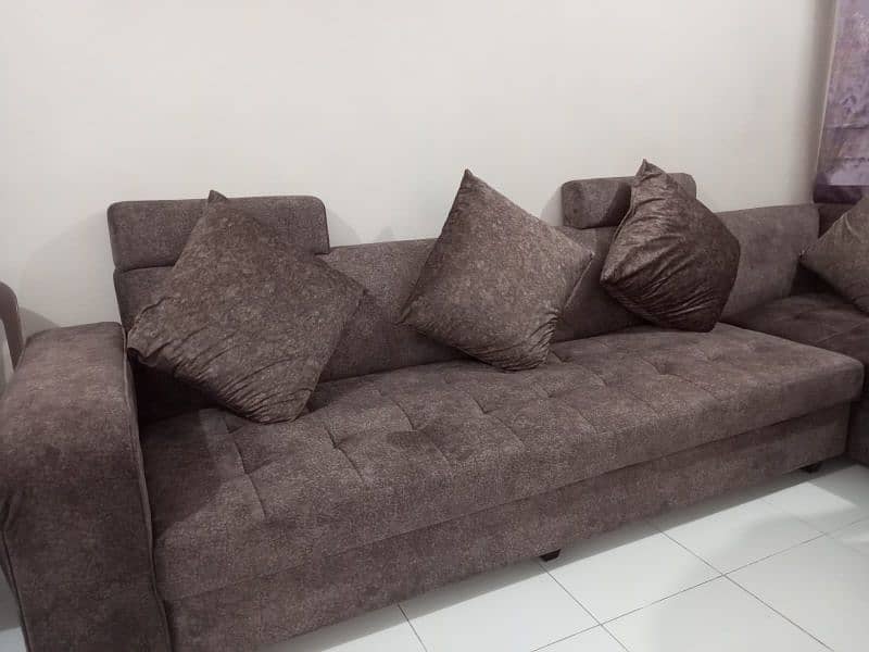 Brown 7-Seater L-Shaped Large Sofa 7