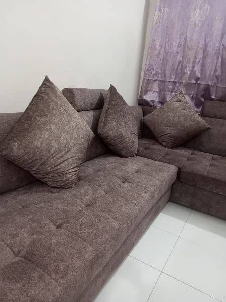 Brown 7-Seater L-Shaped Large Sofa 8