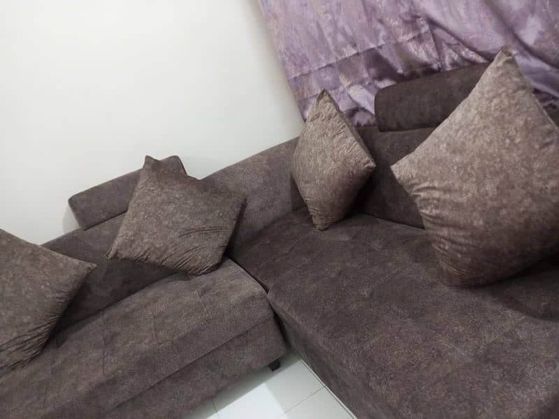 Brown 7-Seater L-Shaped Large Sofa 9