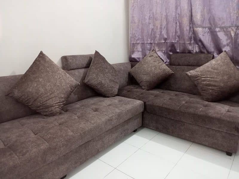 Brown 7-Seater L-Shaped Large Sofa 10