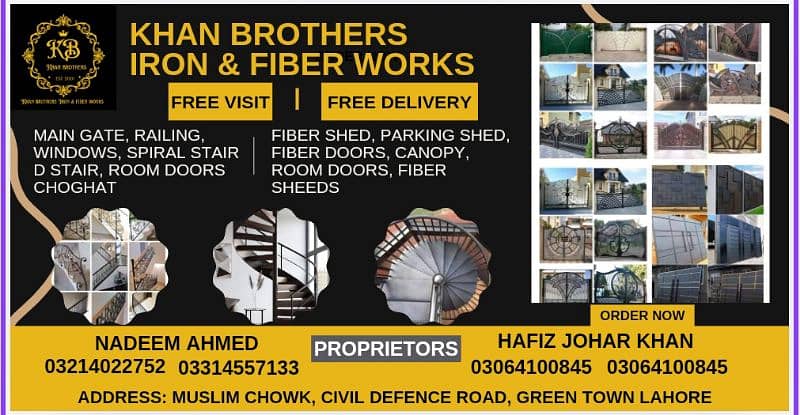 Main Gate/Grill/Window/Stair/Fiber Work/Solar Installation 03214022752 0