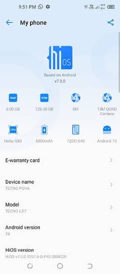tecno pova 1, ram 6/128 0