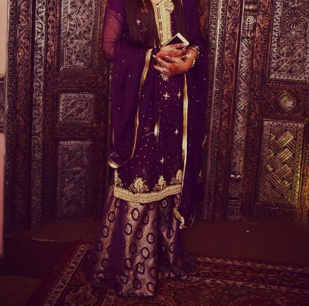 Purple Fancy dress with sharara - bridal dress - party dress 0