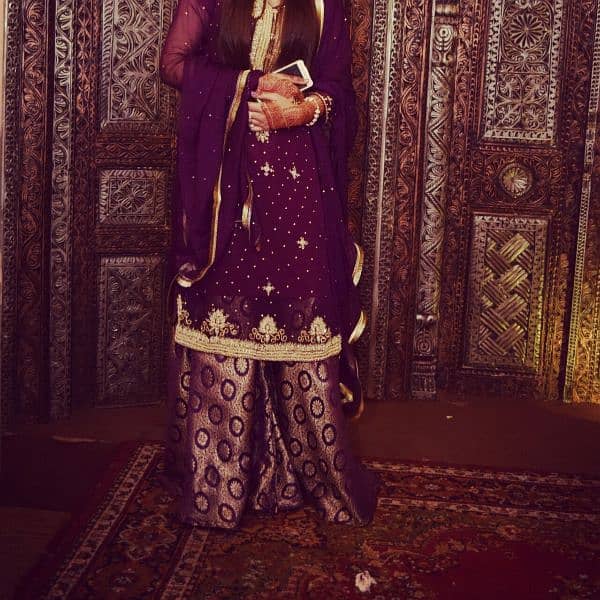 Purple Fancy dress with sharara - bridal dress - party dress 2