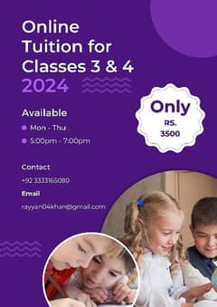 Online Tuition Classes for students of Grade 3 & 4