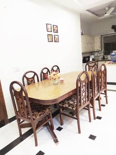 8 seater Dining Table with Pure wooden top and chairs