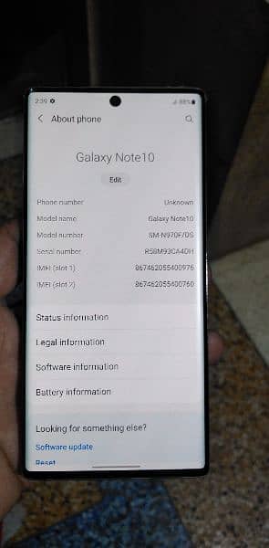 Samsung note 10 dual Sim 8 256 13