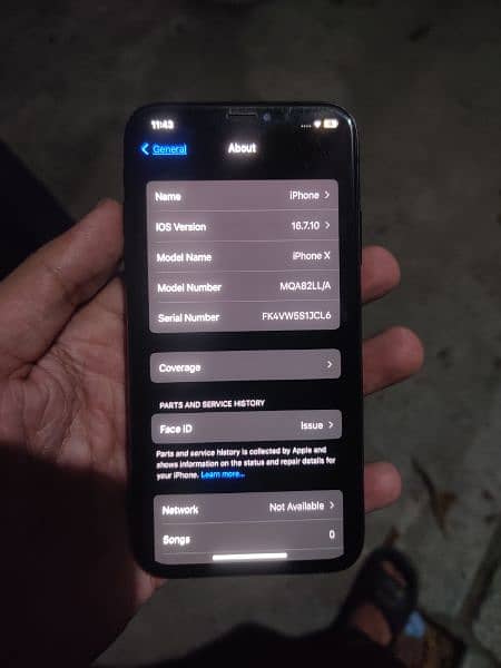 iphone x , 256 gb , non pta , all ok only face id issue 8