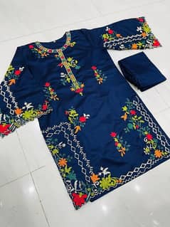 2 Pcs Women's stitched Khaddi Embroidered Suit