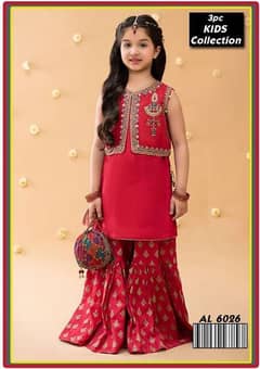 Girls Lawn Embroidered 3 Pcs Unstitched Suit