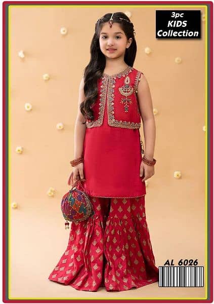 Girls Lawn Embroidered 3 Pcs Unstitched Suit 0