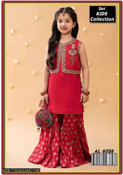 Girls Lawn Embroidered 3 Pcs Unstitched Suit 2