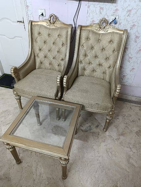 golden chairs and table set for sale urgent 0