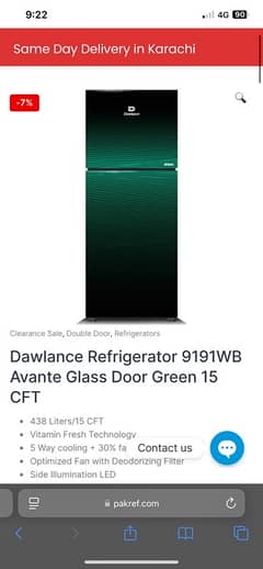 Dawlance Avante Fridge condition like Brand New