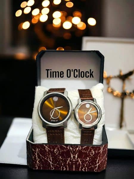 Premium Leather Couple Watch 0